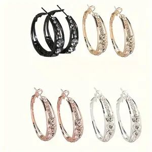 Delicate Round Earrings - Large, Dazzling, Elegant Jewelry Accessory For Everyday, Party Occasions, Alloy Material, No Plating, Perfect Gift Modern Glamour Clean