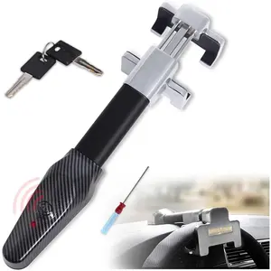 Steering Wheel Lock with Alarm,Heavy-Duty Anti-Theft Security Device for Cars Trucks & SUVs,Includes 2 Keys (Black)