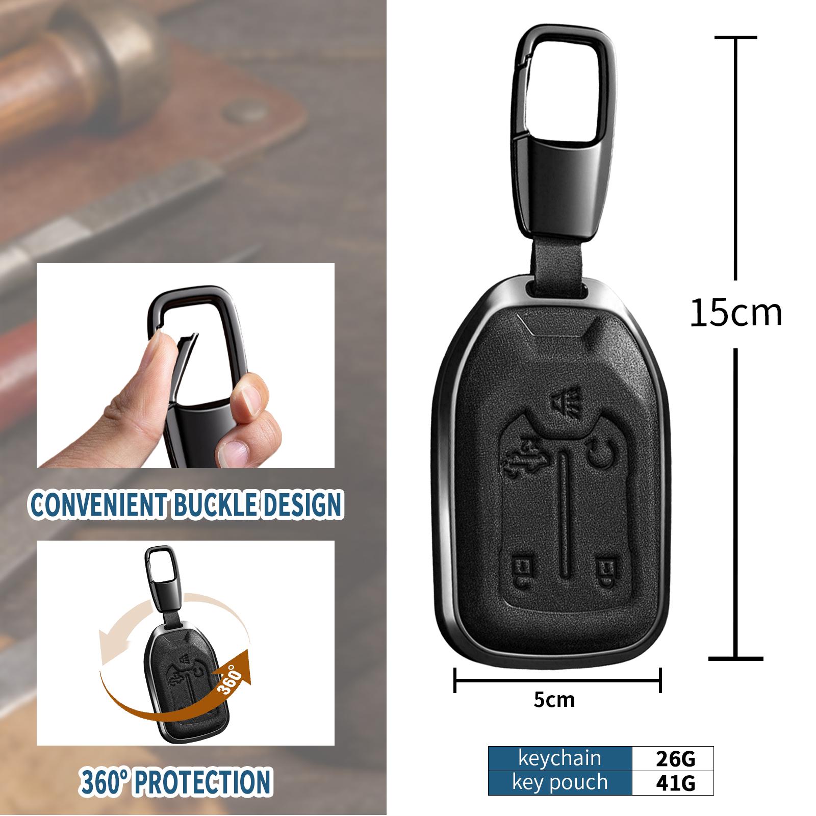 For GMC Key Fob Cover with Keychain, Key Shell Key Case Compatible with GMC Acadia Sierra Terrain and Chevy Silverado 1500 2500HD 3500HD 5-Button