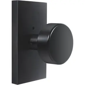 Matte Black Interior Door Knobs with Lock, Modern Privacy Rectangle Door Handles for Bathroom Bedroom