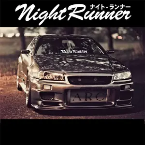 Night Runner Hellaflush Style Car Windshield Sticker, Reflective Window Bumper Door Decoration, 1pc Automotive Decal