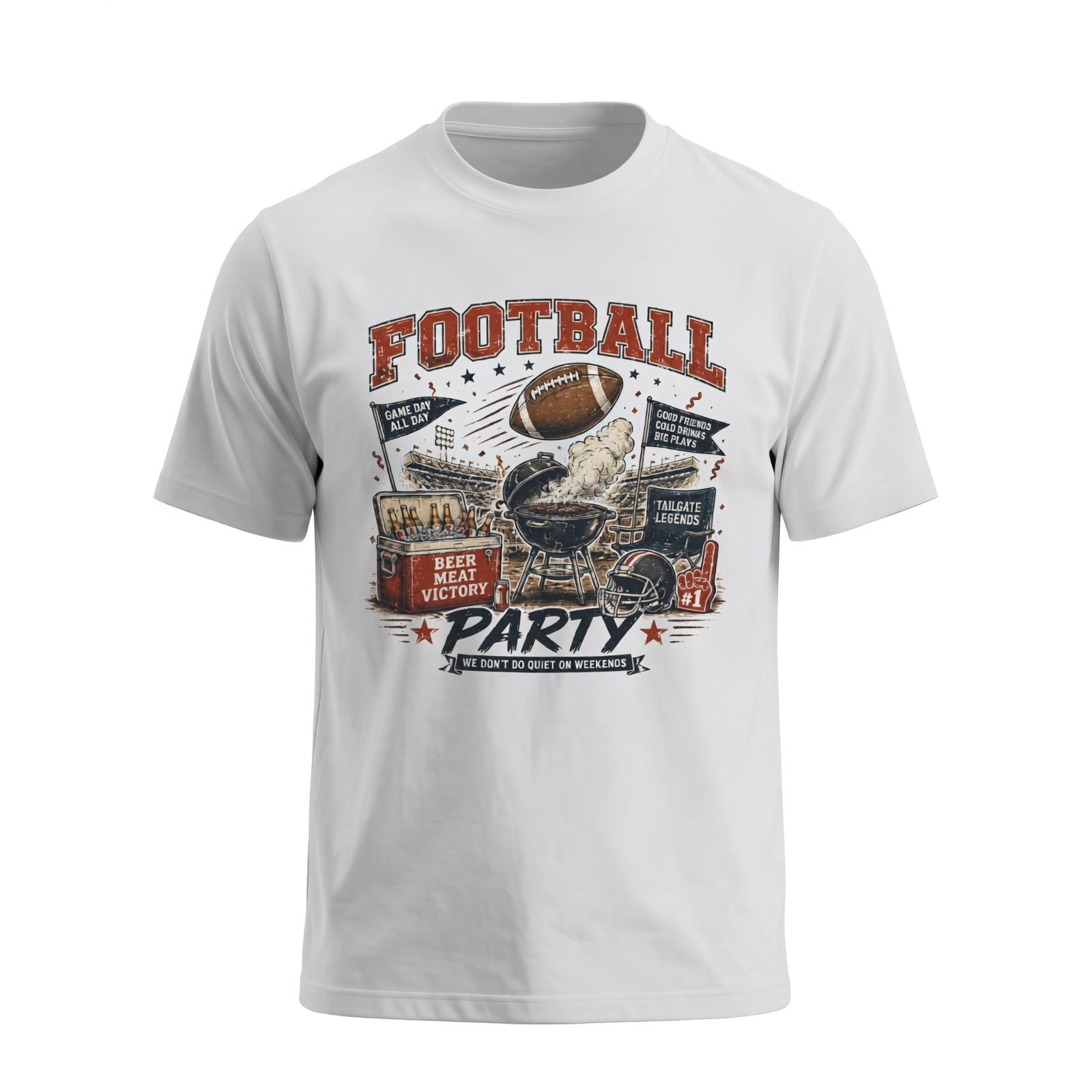 Men's Vintage Print Short-Sleeve Casual Football Tailgate Tee - Breathable Soft Cotton Unisex Menswear Top for Game Day BBQ Parties