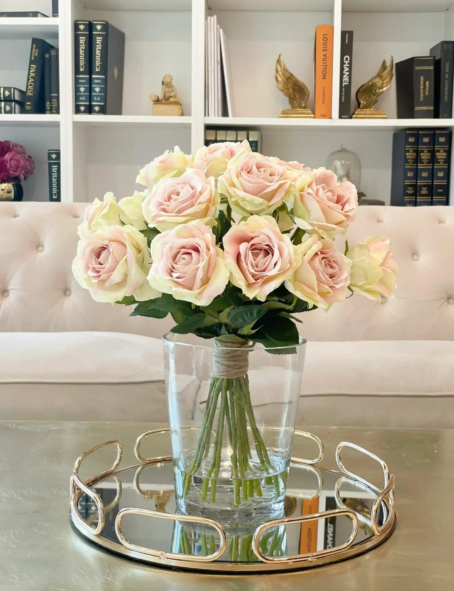 Slik Large Rose Tall Arrangement in Glass Vase