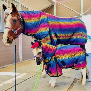 Star Point 1200D Waterproof Turnout Sheet — No Fill | Rainbow Cheetah Print (38-80")