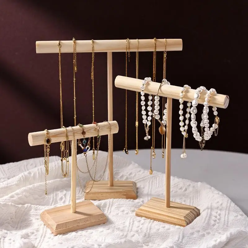 Wooden Jewelry Display Stand, T-Shape Jewelry Storage Rack, Jewelry Organizer, Home Organizer for Necklaces, Bracelets, Earrings, Rings, Multilayer Storage, Home Decor Organiser, Bracelet Holder Stand, House Organizer