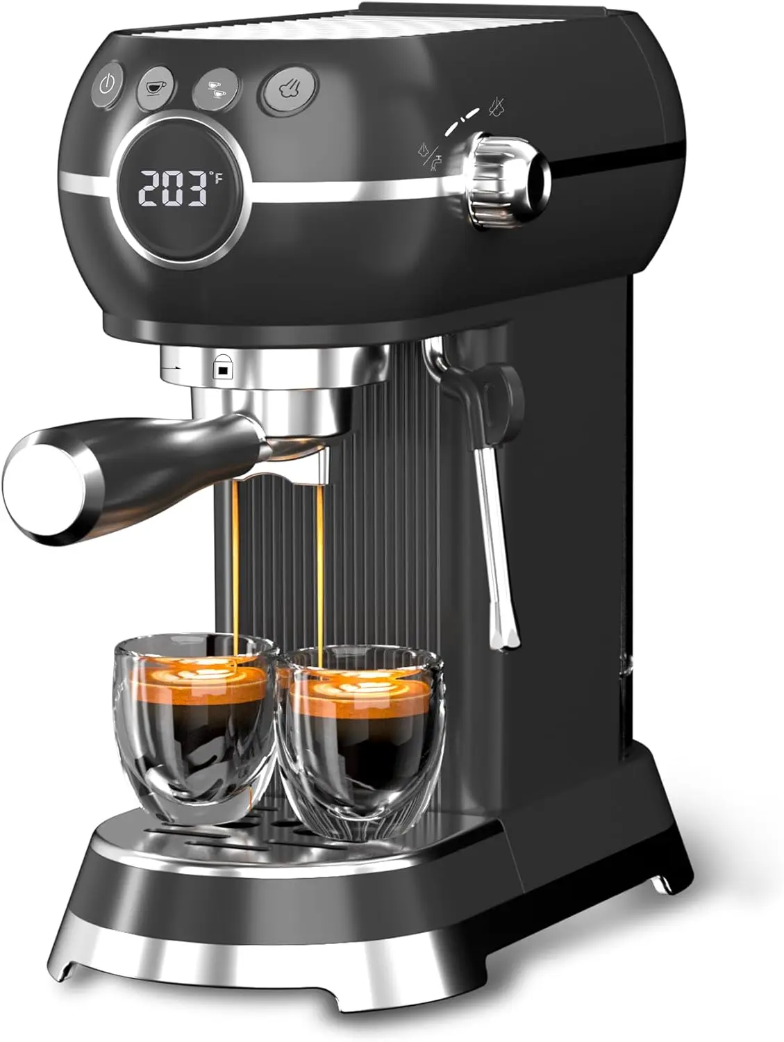 HBN 20Bar Fast Heat-Up Espresso Machine with Milk Frother, Compact Coffee Maker for Small Spaces, 1350W with Removable 27oz Water Tank for Latte, Cappuccino, Americano