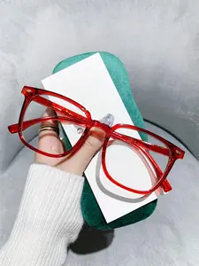 Fashionable Square Frame Eyeglasses, Basic Anti-blue Light Eyeglasses for Women & Men, Fashion Eyeglasses for Work, Daily Clothing Decor, Perfect for Student Daily Use