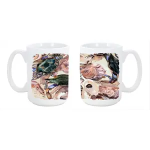 212 MAIN Crab Motif Ceramic Mug - 15oz Large Animal Theme Crab Shaped Cup, Washable, Dishwasher-Safe, Microwavable for Coffee, Tea, Ceramic Mugs