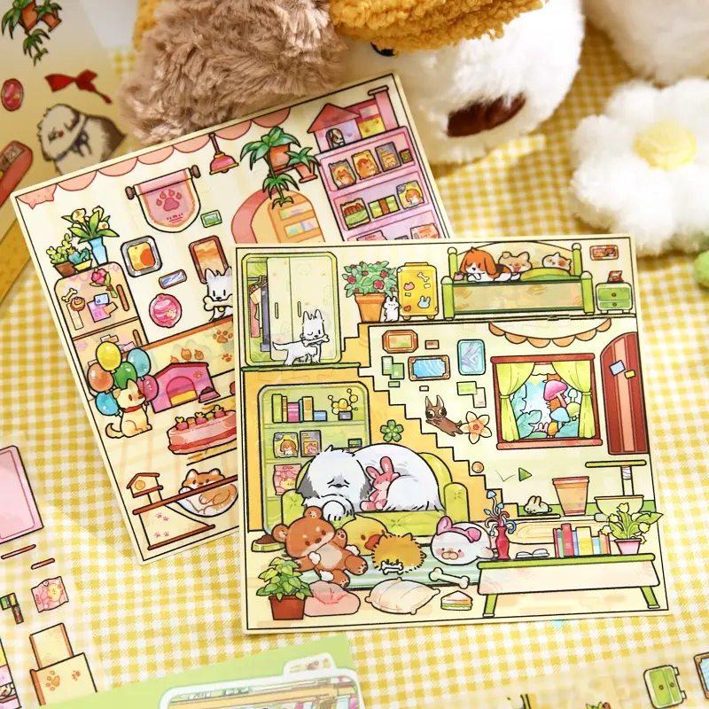 3 Sheets/bag PVC Sticker Pack, Original Animal Illustration Style Scene Decorations, Decorative Stickers, Unique Journey Series, Perfect for Home & Office, Sticker Cards