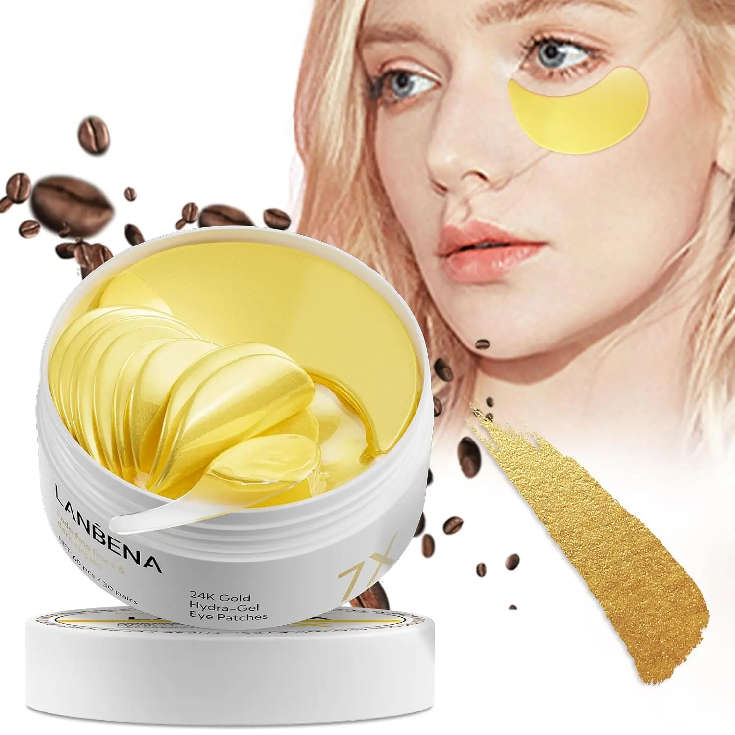 LANBENA Moisturizing Eye Masks, 60pcs Eye Skin Nourishing & Firming Patch for Dark Circles, Eye Bags, Puffiness Beauty Mask Skin Care Comfort