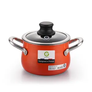 2.6 Quart Ceramic Enameled Steel Drum Shape Soup Pot 6.3 Inch High Heat Circulation Mini Casserole for Healthy Cooking & Baby Food