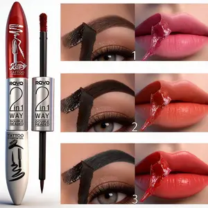 Dual-Head Peel-Off Eyebrow Balm & Lip Color, Long-Lasting Sweat-Proof Smudge-Proof, Natural Volumizing Makeup, Perfect for Beginners