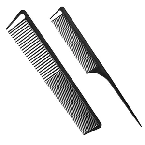 Mother's Day Gift Professional  Black Teasing Comb, Fine & Wide Tooth + Rat-Tail Hair Styling Comb for All Hair Types, 2 Pack
