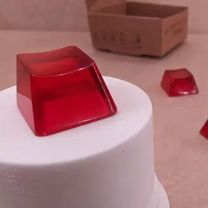 ResinKeyWorks Purple-Red Blank 1U Accent Keycaps, Transparent Hand Polished Resin OEM Caps with MX stems
