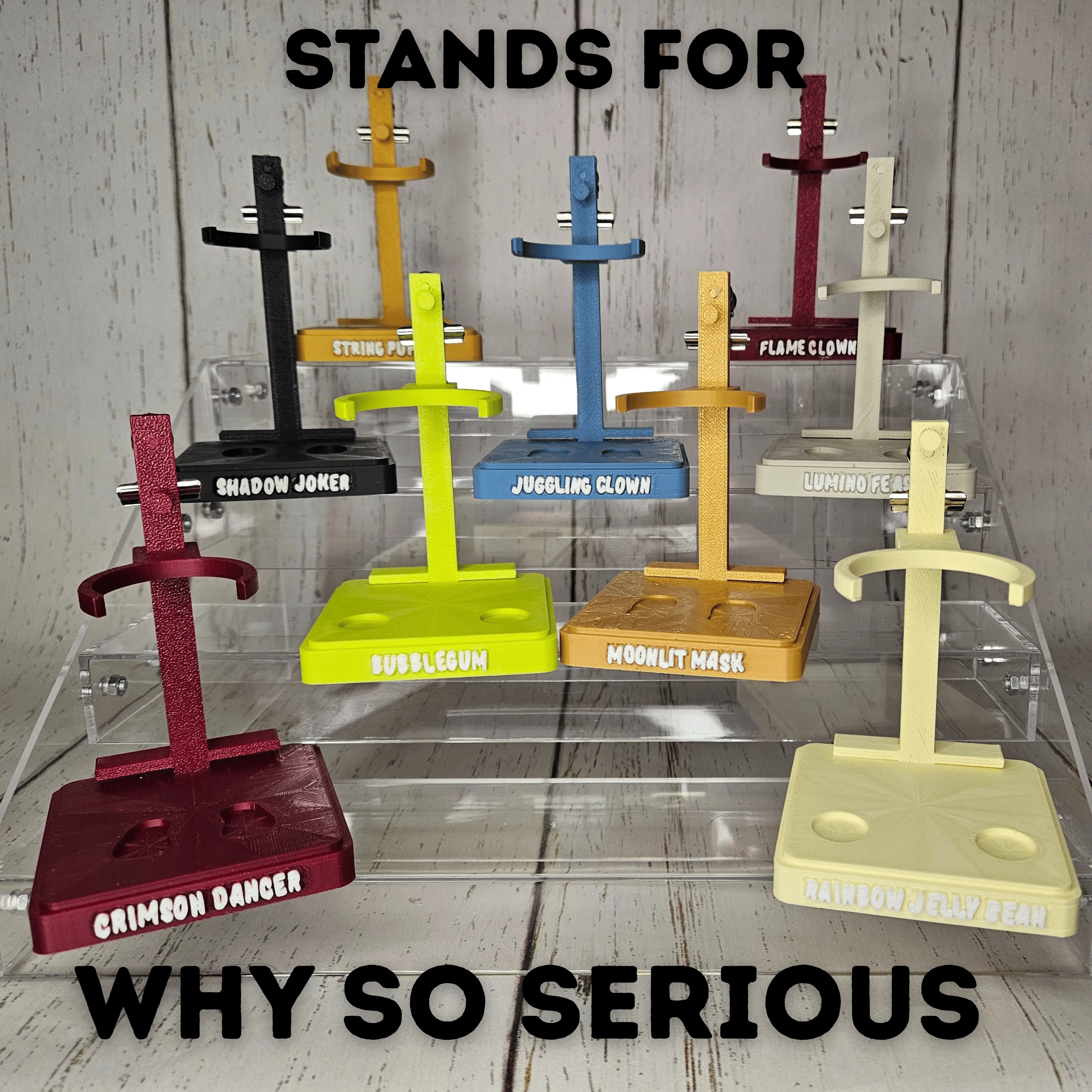 “Why So Serious” Pendants Custom Display Stands – 3D Printed with Card Clip