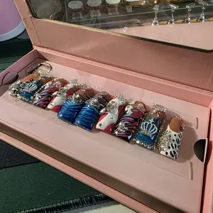 Royal Drip Press-On Nails Luxury Bling Y2K Animal Print Set with Zebra Leopard Abstract Designs Crown Charms Pearls & Rhinestones for Salon-Quality Finish