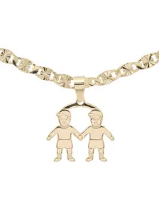 Two Boys with Necklaces Gold Color 18-inch or 24-inch Chain Personalized Kids Pendant Creative Expression Accessory for Children's Unique Style