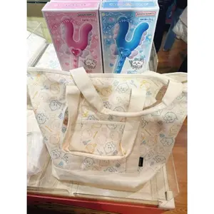 Chiikawa Cute Canvas Tote Bag Large Capacity Handheld Shoulder Bag Versatile Commute Daily Carry Bag for Student Office Shoppers