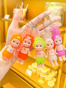 Cute Cartoon Animal Head Keychain Set Aesthetic Sonny Angel Style Doll Key Ring Cool Backpack Bag Charm Gift for Women Girls Teens Toy Collectors
