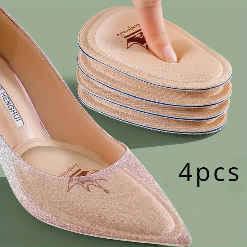 4pcs/2pairs Women Forefoot Pad, Insert Half Size Insoles, Non-slip Cushion, Shoe Breathable Sweat Absorbing Foot Pads