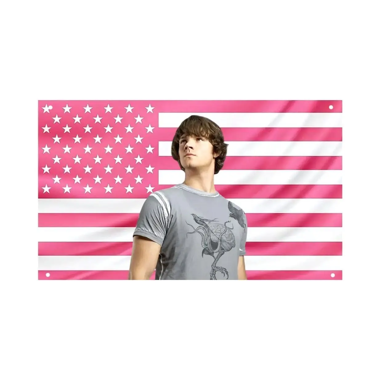 Sam Winchester Pink US Wall Tapestry Flag, Supernatural Wall Art, Hunter Bedroom Decor, TV Fan Banner