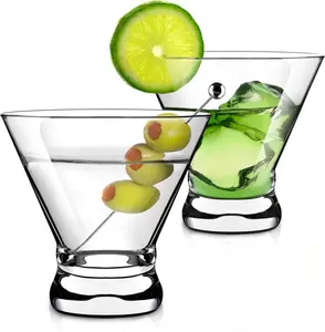 2 Pack Martini Glasses, 8 Ounce Crystal Cocktail Glasses, Martini Drinking Glasses, Hand Blown Stemless Cocktail Glassware for Bar, Martini, Cosmopolitan, Manhattan, Gimlet, Pisco Sour, Brandy
