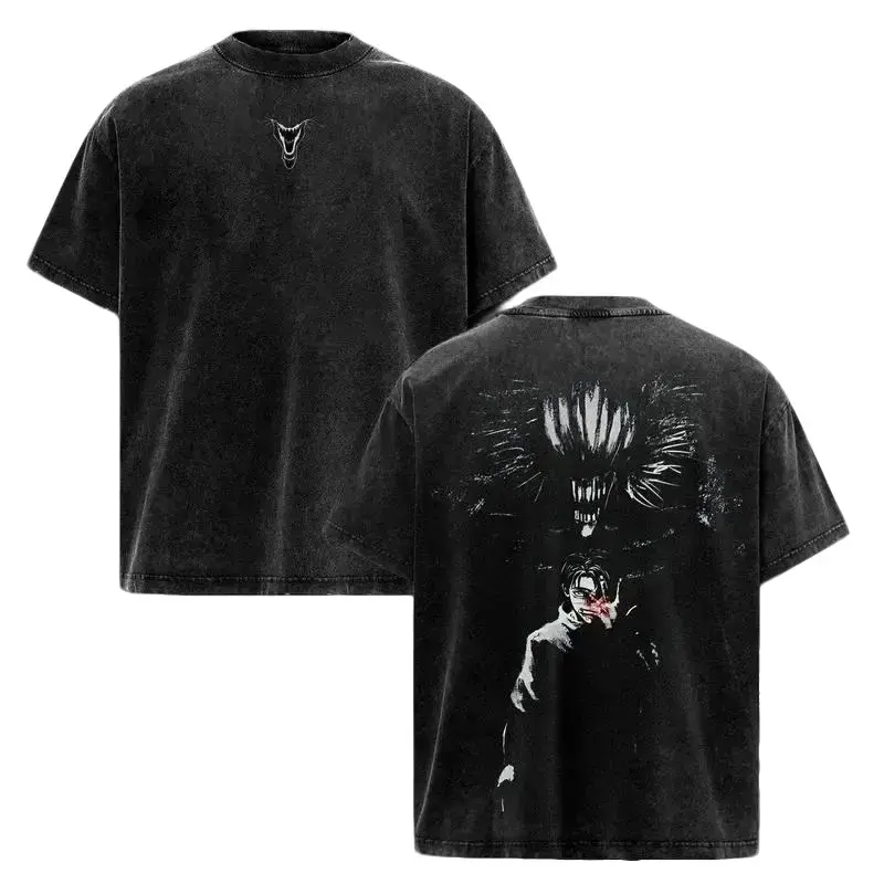 Madara Uchiha Graphic T-Shirt, Unisex Oversized Acid Wash Streetwear Top in Heavyweight 230gsm Cotton with Double-Sided Anime Print