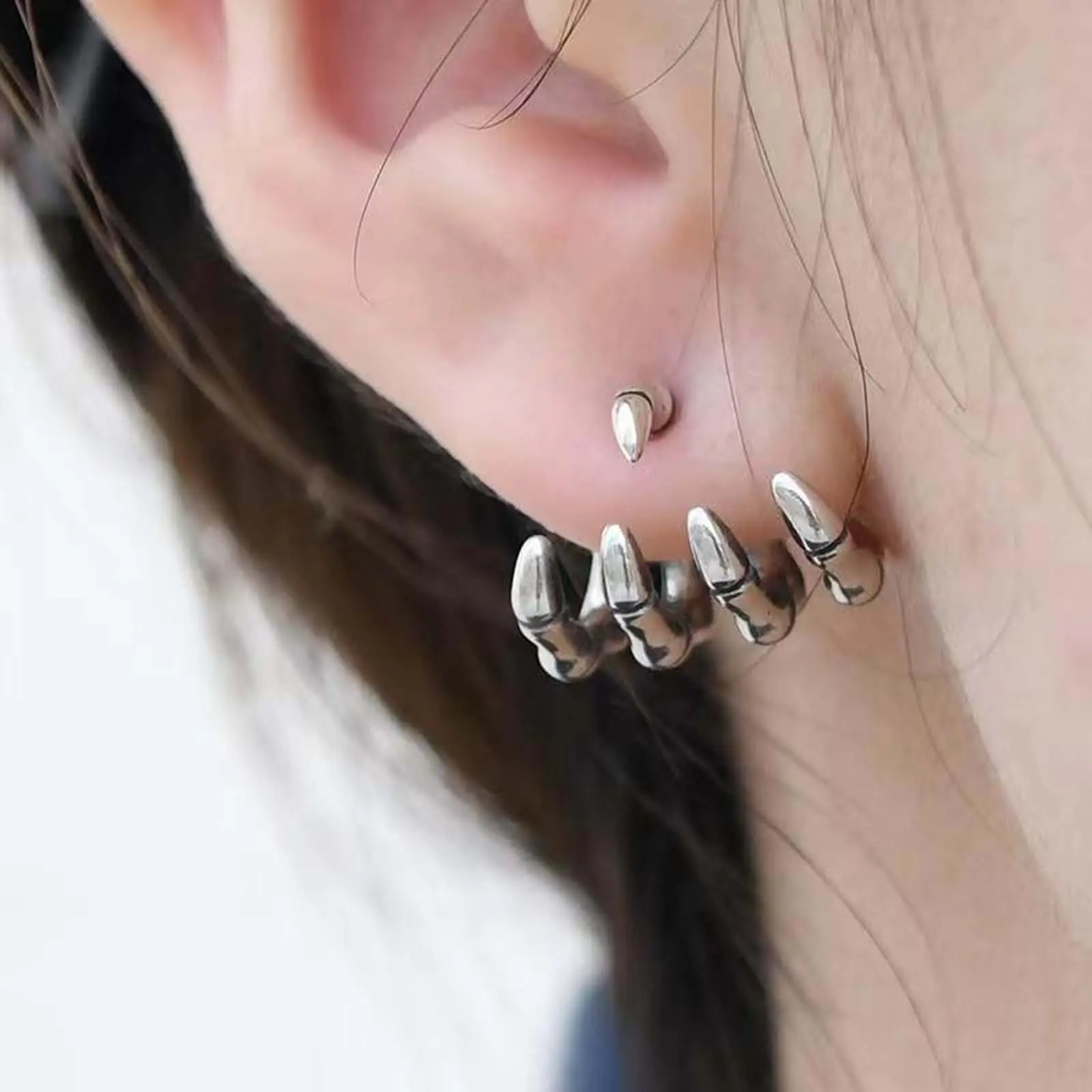 Unique Gothic Style Earrings with Skeletal Hand Design, Edgy Punk Accessories with Gemstone Accents for Men & Women, Fashionable Earrings, Halloween, Alternative Style, Unique Earrings