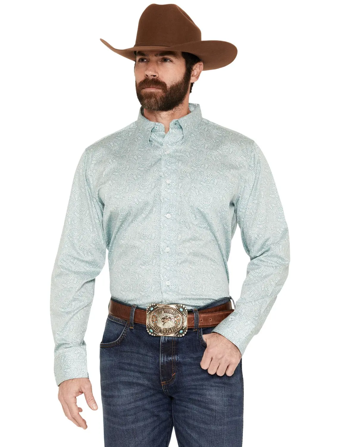 Wrangler Men's X Cody Johnson Men'S Paisley Print Long Sleeve Button-Down - 112378970