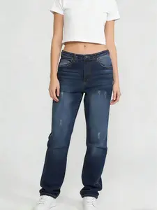 Women's Jean,Straight leg cut,Stretchy ,mid-to-high  waist, Streetwear Trouser Bottom outdoor wear,all seasons