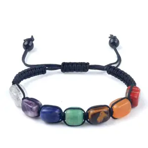 7 Chakra Reiki Healing Crystals Stretch Bracelet Natural Gemstone Energy Balancing Yoga Beads Bracelet for Women Braided Rope/Elastic String