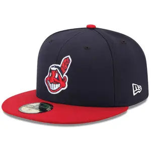 Cleveland Guardians MLB Logo Navy Crown Red Visor 59FIFTY Fitted Cap