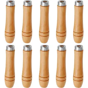 10PCS 4.33" Long Wooden Specialty File Handles Burr-Free 6mm Round Hole for File Cutting Tool Making