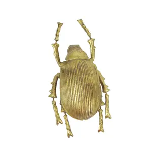 Resin Gold Ground Beetle Painted Sculpture Wall Art Home Decor Hanging Statue