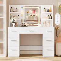 Large Symmetrical LED Dressing Table - White