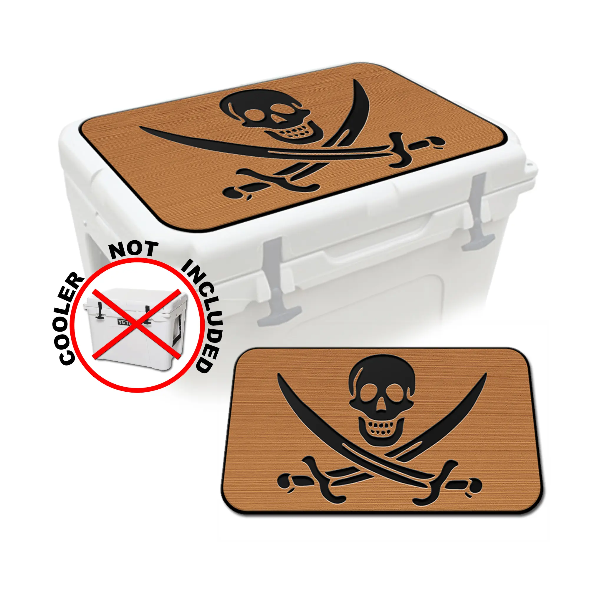 USATuff SeaDek Cooler Pad — PIRATE in Mocha/Black | FITS YETI Tundra 65 QT Cooler (COOLER NOT INCLUDED—PAD ONLY)