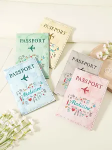 Fashionable Letter Pattern Passport Holder, Simple Casual Passport Holder, Multi-functional Passport Case for Airplane, Couple Passport Holder