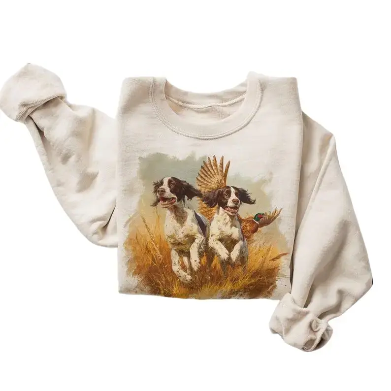 Retro 90's English Springer Spaniel Vintage Pheasant Hunting Unisex Sweatshirt #DICH