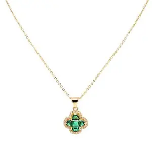 Emerald green gold necklace