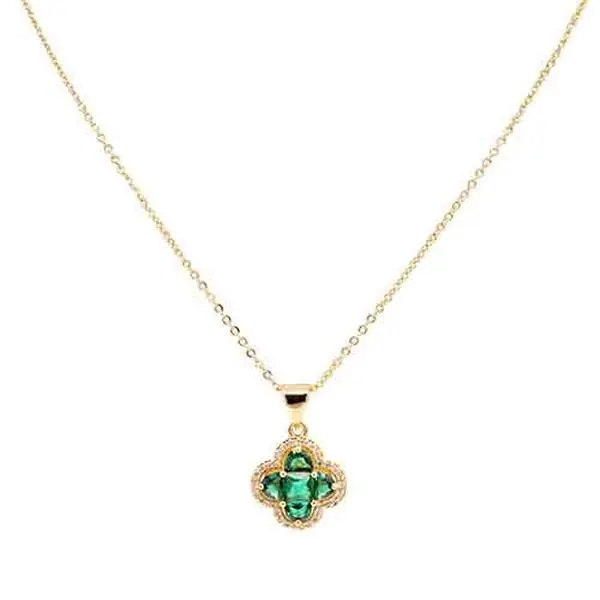 Emerald green gold necklace