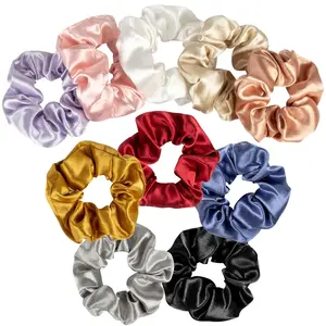 Silk Scrunchies Bulk 10PCS - No Damage Large Satin Scrunchies for Women Men Girls Teens Ponytail Holders for Thick Hair Silky Hair Ties Bright & Neutral Colors