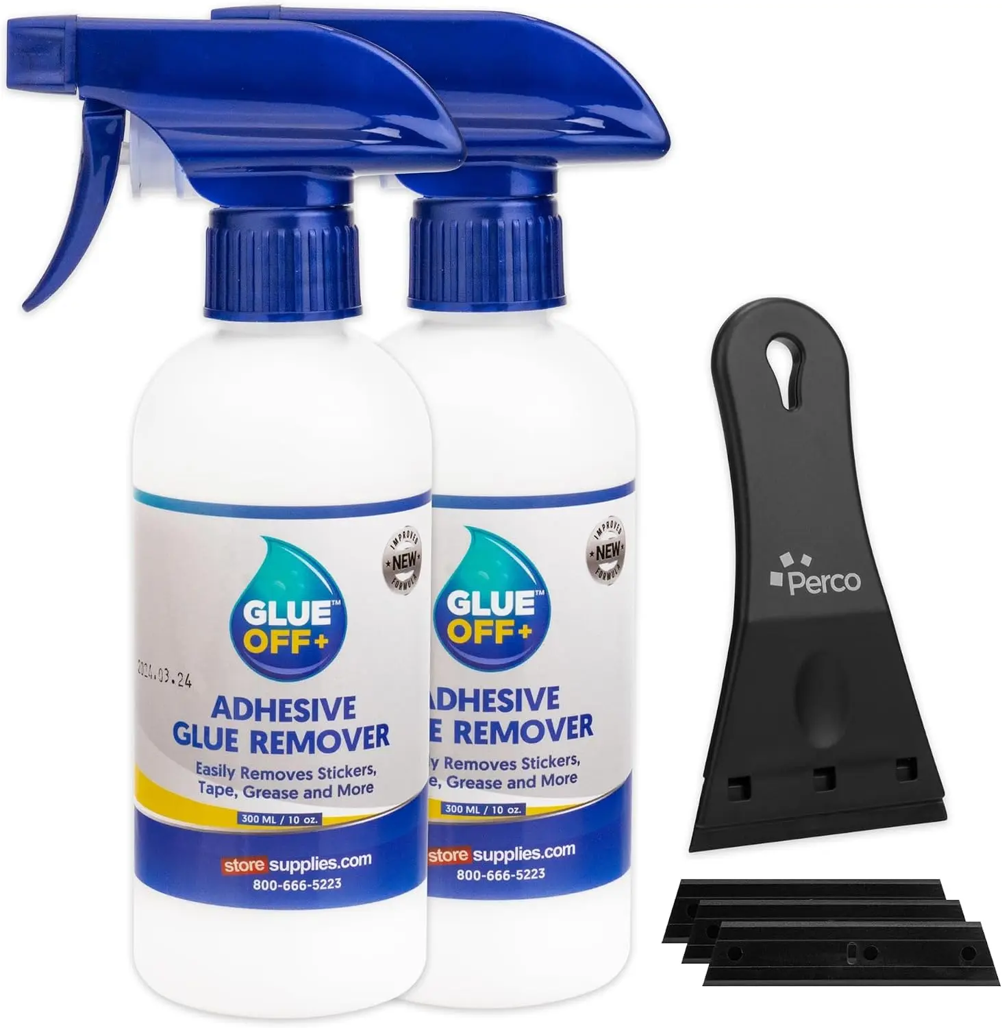 Perco Reliable Adhesive Remover Spray Kit - 10 fl oz with Scrapers & Plastic Tools, Effortless Clean Label Removal, Streamlines Labeling Tasks for Car Sticker Residue (Tools & Hardware, Adhesives Tapes & Sealers)