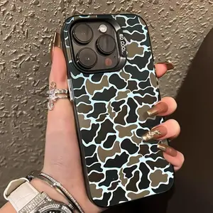 Vintage Camo Black Shockproof Phone Case Suitable for IPhone 7 8 X XR 11 12 13 14 15 16 17 Pro Max Plus Air