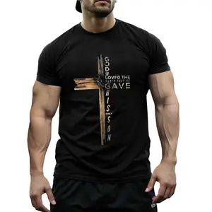 Christian Graphic Tee God So Loved The World Cross Design Casual Church Outfit Faith Inspired Everyday Wear