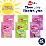 SaltStick Chewable Electrolyte Tablets - Fast Acting Hydration Sunshine Variety Pack - Vegan Non-GMO - Pink Lemonade, Green Apple & Mixed Berry - Pre-Cramp Relief Edible Fitness Sodium Dietary