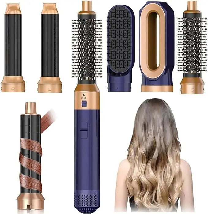 Hair Dryer Brush 5 in 1, Negative Ion Blow Dryer Brush Set -110,000 RPM High- Speed Hot Air Brush Air Styler Curling Wrap Air Curler, Curling Iron Hair Styling Tools for Straight Curl Drying Smoothing