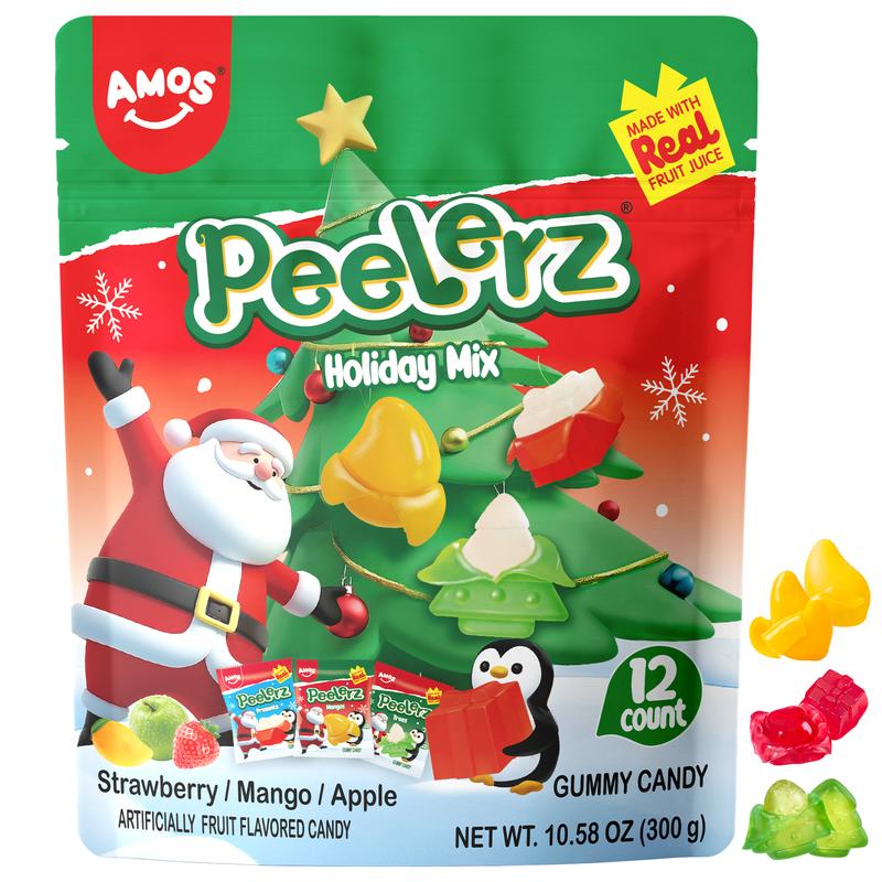AMOS Christmas Candy Gift Set | Peelz Gummies & Music Lollipop | Fun Holiday Treats for Kids | Sweet Stocking Stuffer Gift Idea