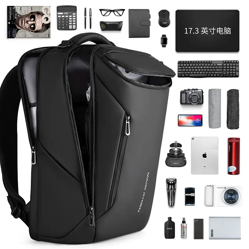 MARK RYDEN Business Backpack for Men, Waterproof High Tech Backpack with Sport Car Shape Design and USB Charging Port, Travel Laptop Backpack Fits 17.3 Inch Notebook