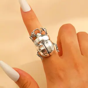 Creatively Designed Exaggerated Insect Beetle Cicada Open Ring, Trendy Novel Fashion Costume Jewelry Accessory, Engagement Ring