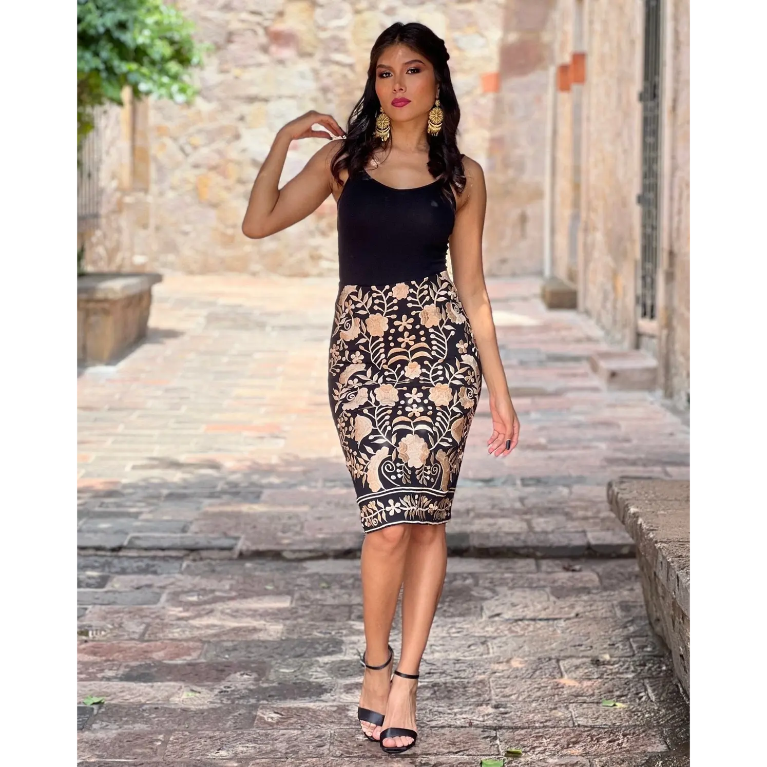 Rubi Golden Midi Skirt